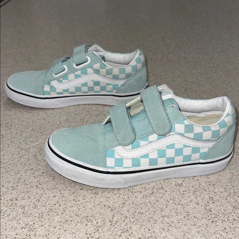 VANS Kids Blue Checkered Old Skool Sneakers youth size 3